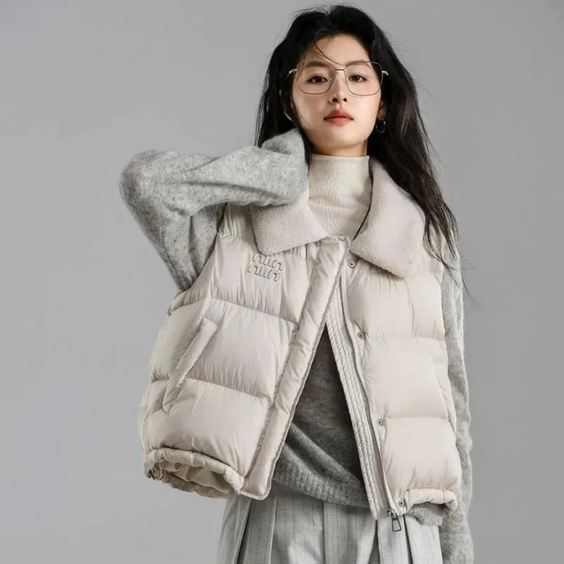 

Женское однотонное осенне-зимнее пальто с карманом на молнии и высоким воротником, модный повседневный жилет, топ без рукавов