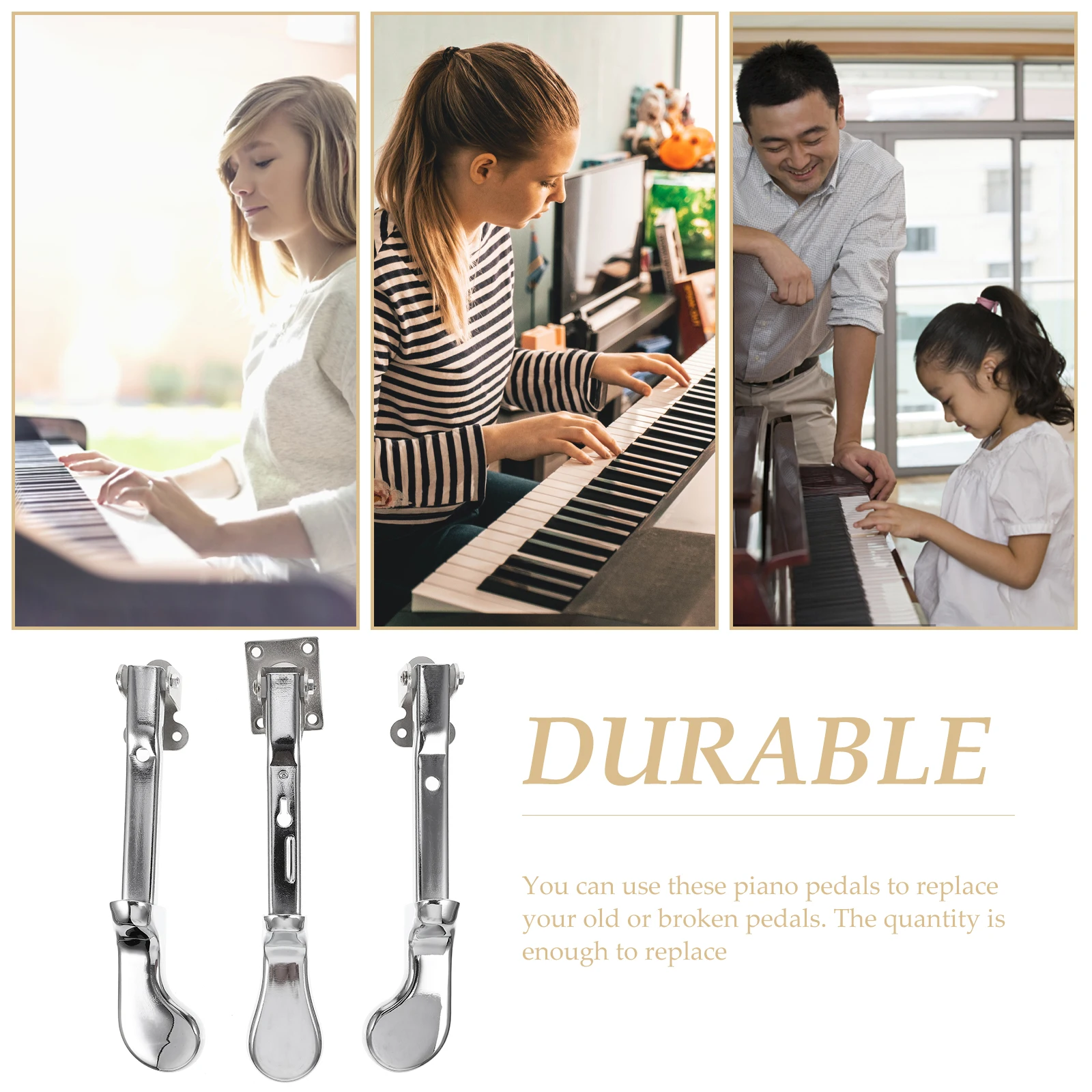 

3 Pcs Pedals Replacement Durable for Upright Sustain Connection Musical Musical Instrument Supplies Supplies Keyboard Parts