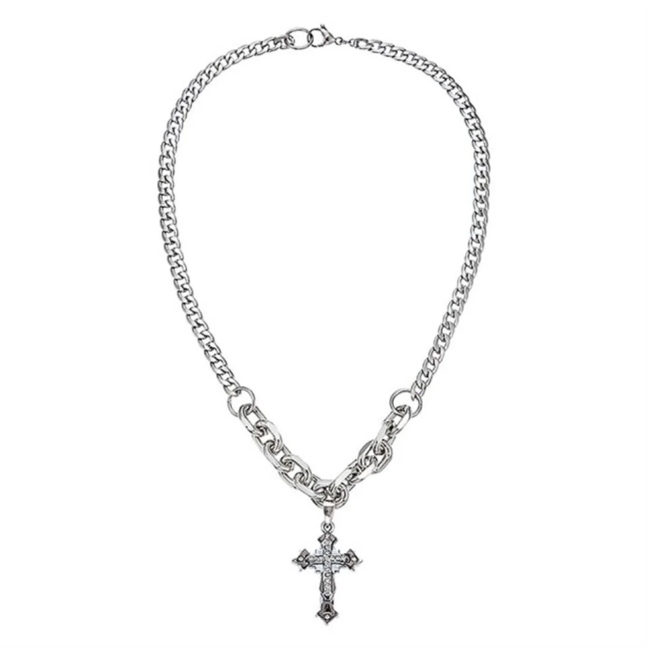 Small design, diamond inlaid cross pendant, titanium steel personality, hip hop necklace, fashionable accessories for men and