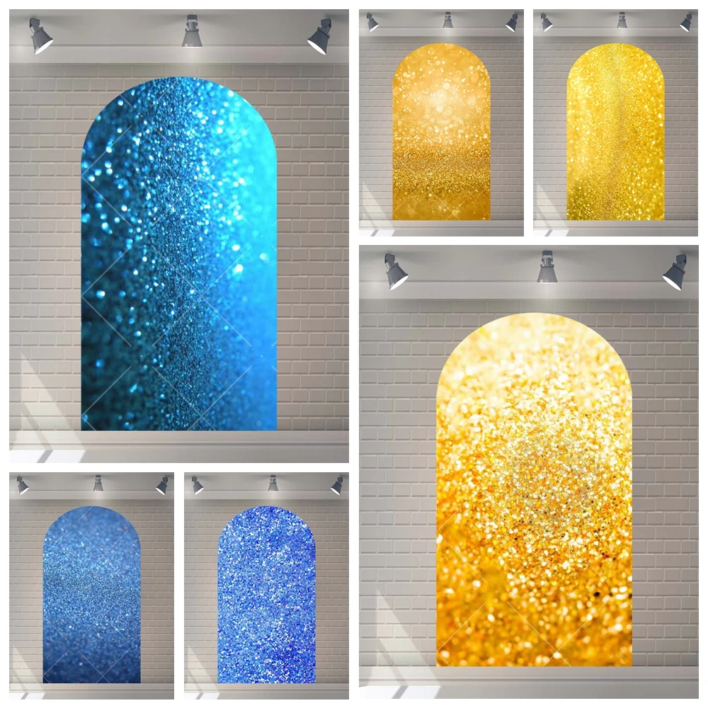 

Golden Blue Sequin Glitter Aldult Wedding Kid Baby Birthday Reunion Party Arch Backdrop Custom Room Decor Photo Props Background