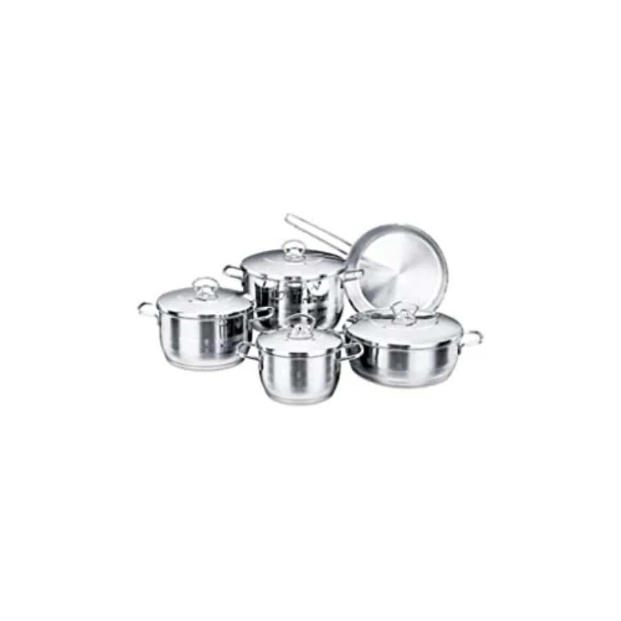 

Astra2 CrNi 9Piece Stainless Steel Cookware Set Pots and Pan Set with Aluminum Bottom Capsule Base Provides Fast and Even Heat