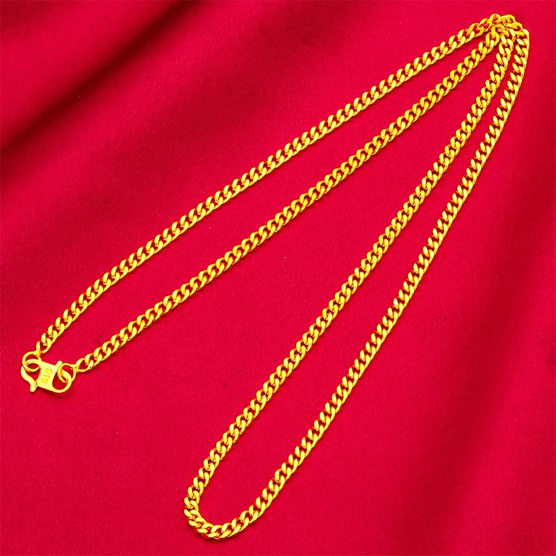 Cynlo Jewelry Women's 24K Gold AU999 Stylish Extended S-Clasp Necklace | Magnetic detachable S-clasp with love poetry