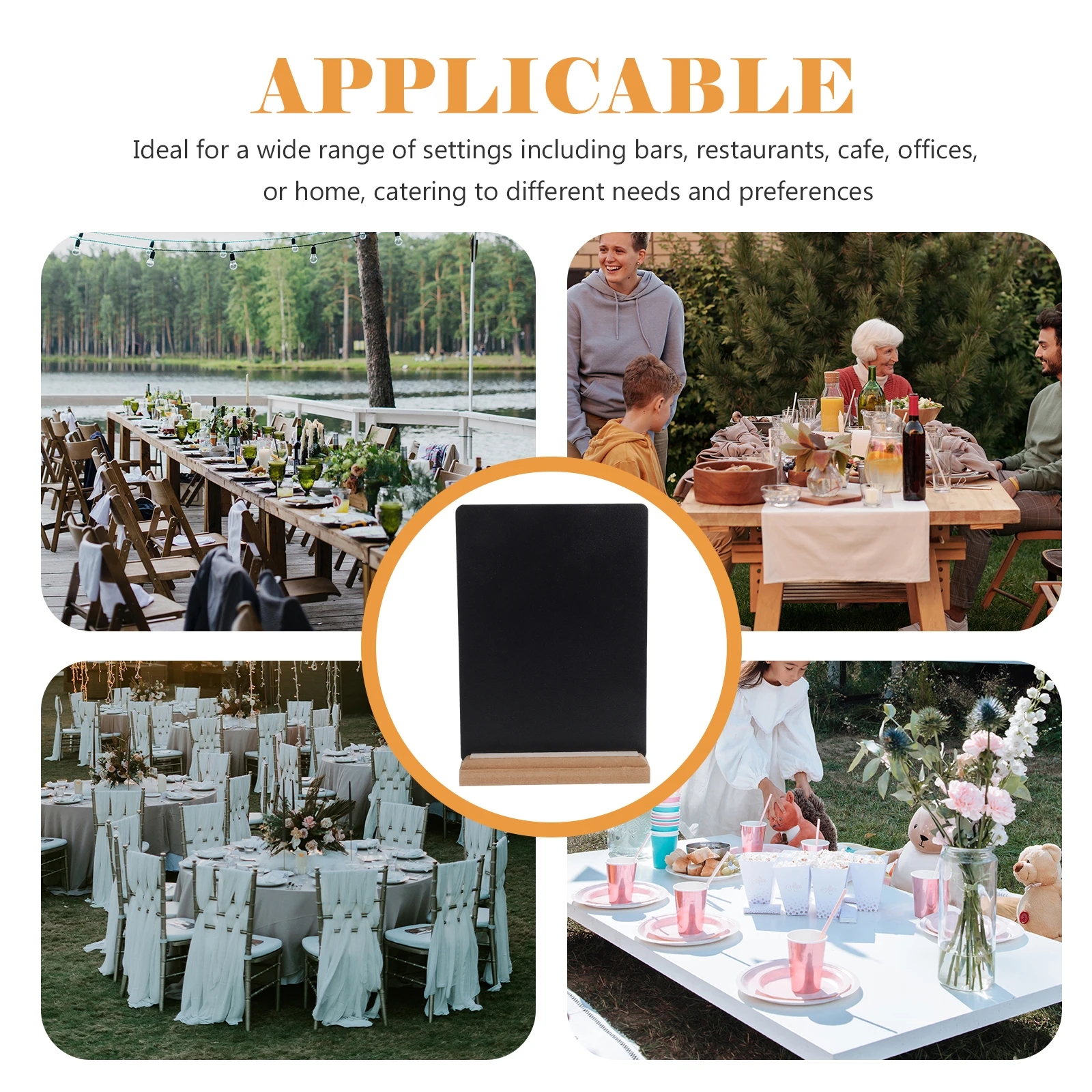 Mini tableau noir Double face pour mur, panneaux de chevalet en bois, Table alimentaire, 2 pièces