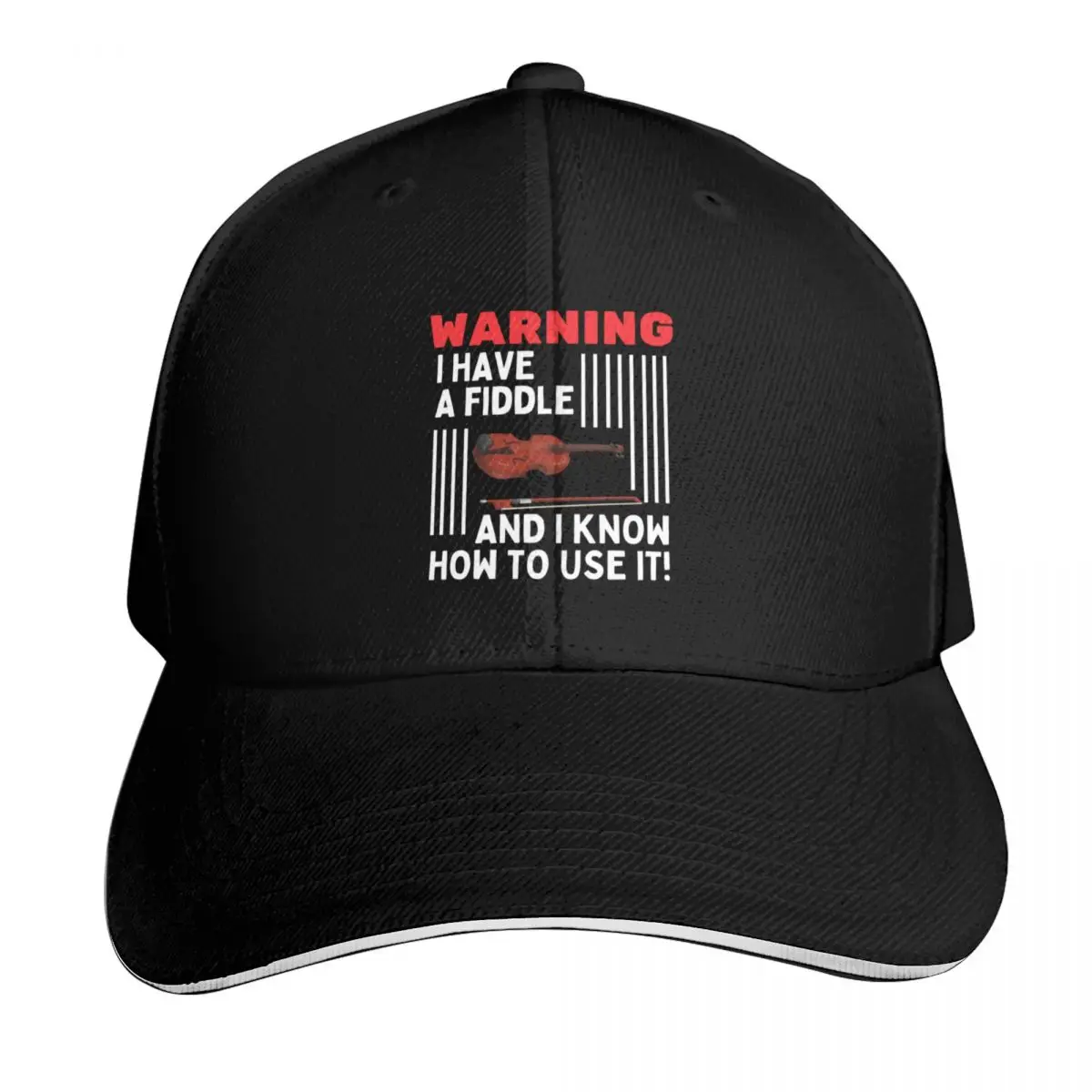 Advertencia: Tengo un violín y sé cómo usarlo. Gorra de béisbol para violinistas y músicos clásicos.