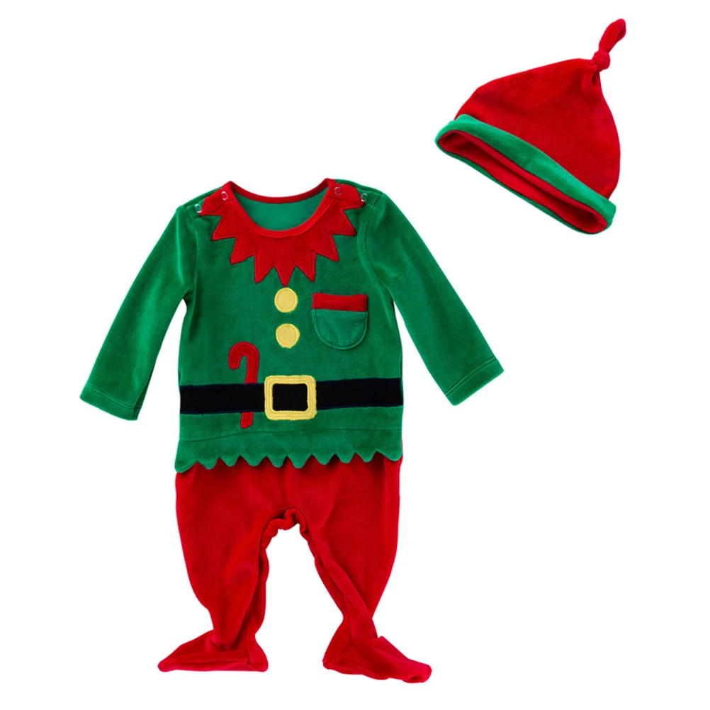 

1Set Santa Claus Clothes Cotton Christmas Theme Jumpsuit Kids Carnival Costumes Babies Xmas Outfit