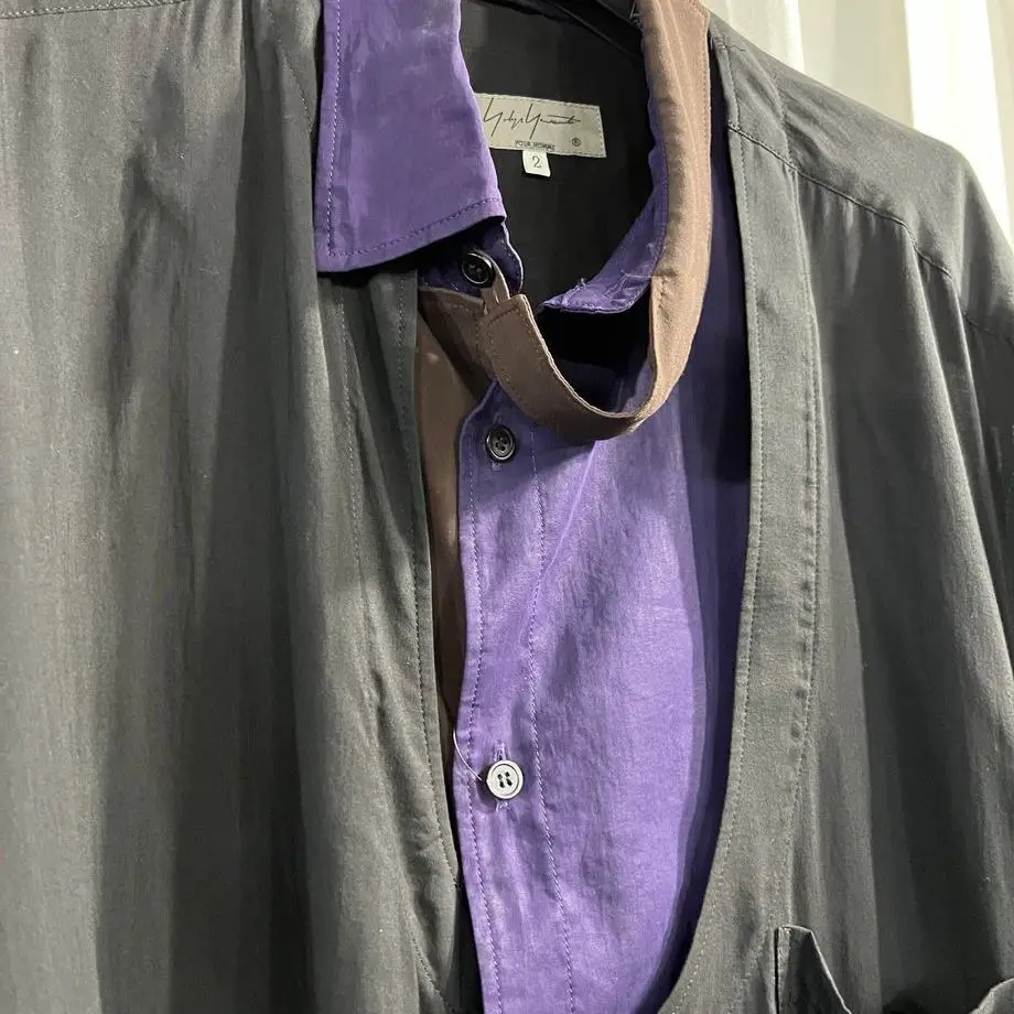 TOP-YAMAMOTO ® Japanese retro shirt dress Men's loose patchwork color-blocking fake two versatile shirt dresses