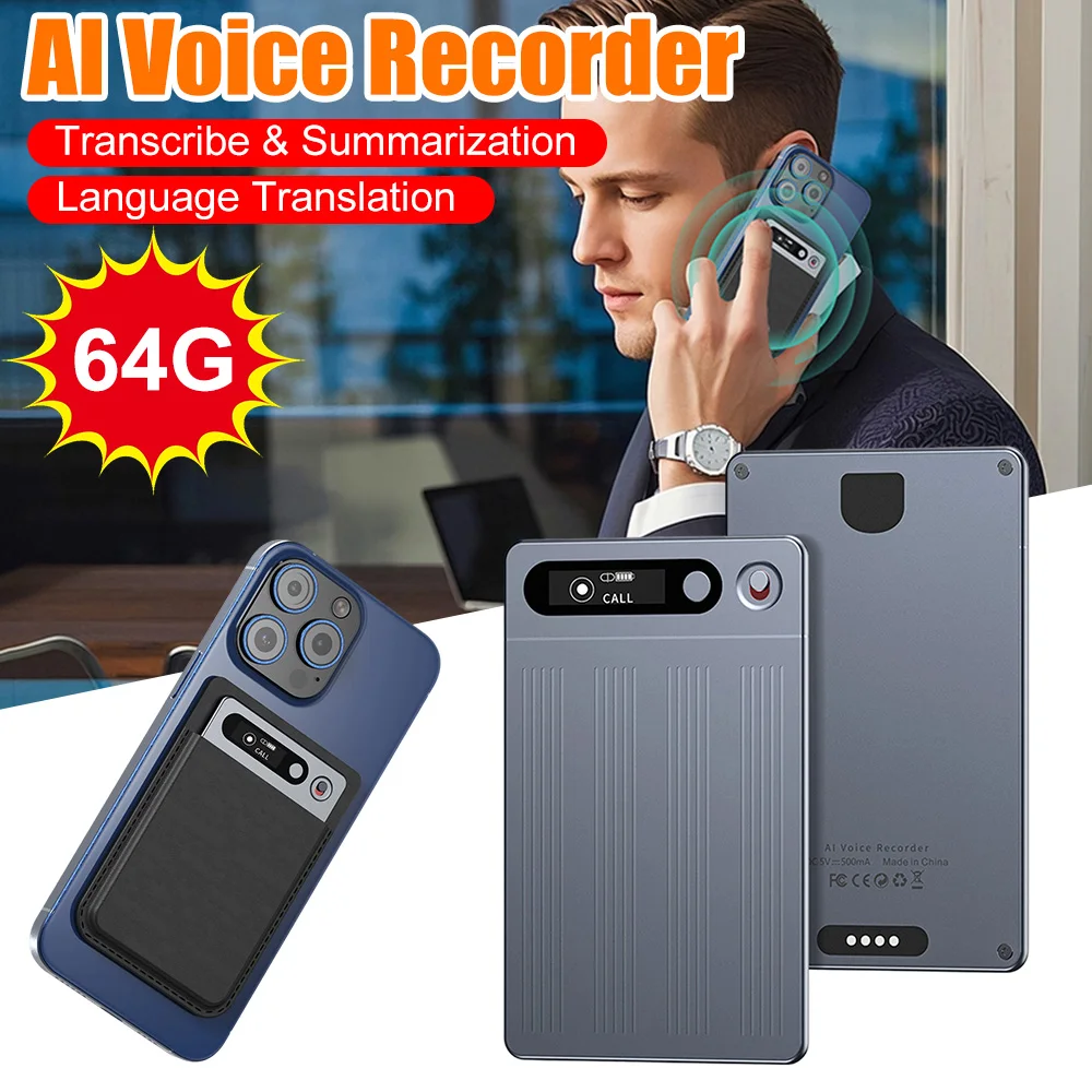 

AI Voice Recorder ChatGPT 134 Language Translation Device 64G Audio Dictaphone Transcribe & Summarization Voice To Text Recorder