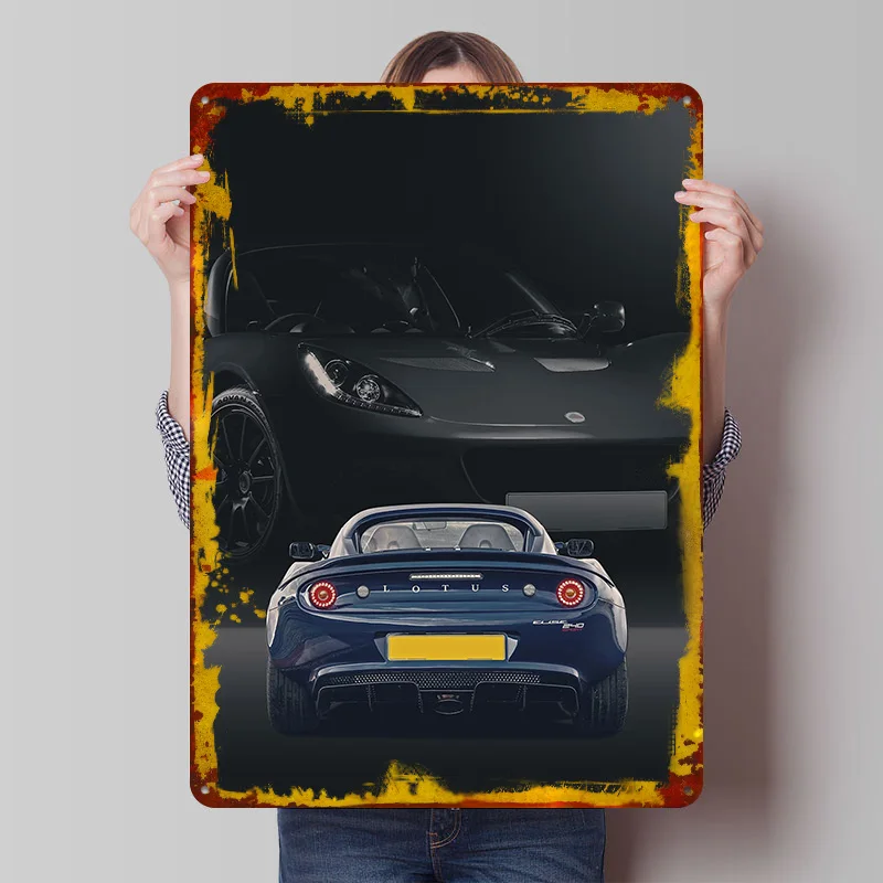 

Металлический постер UK Cars Elise 240 с видом сзади, настенный декор, ретро-винтажные жестяные таблички для дома и декора игровой комнаты