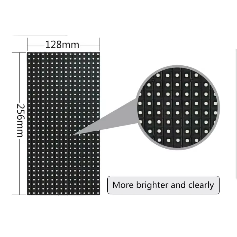 P8 LED Screen Panel Module 256*128mm 32*16 Pixels 1/4 Scan Outdoor 3in1 SMD3535 RGB Full Color P8 LED Display Panel Module