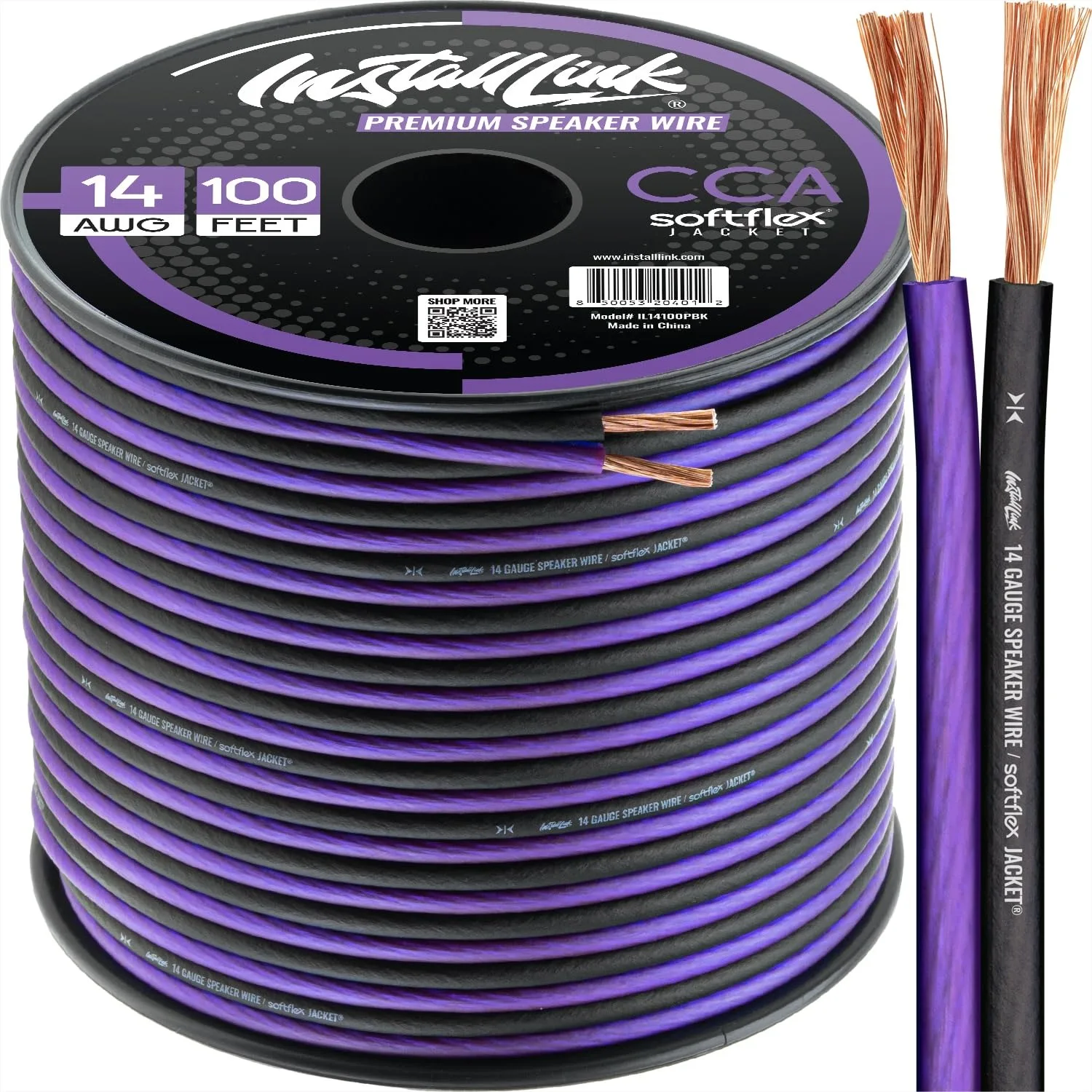 

14 AWG Speaker Wire 100ft CCA for Home Theater Car Audio Stereo
