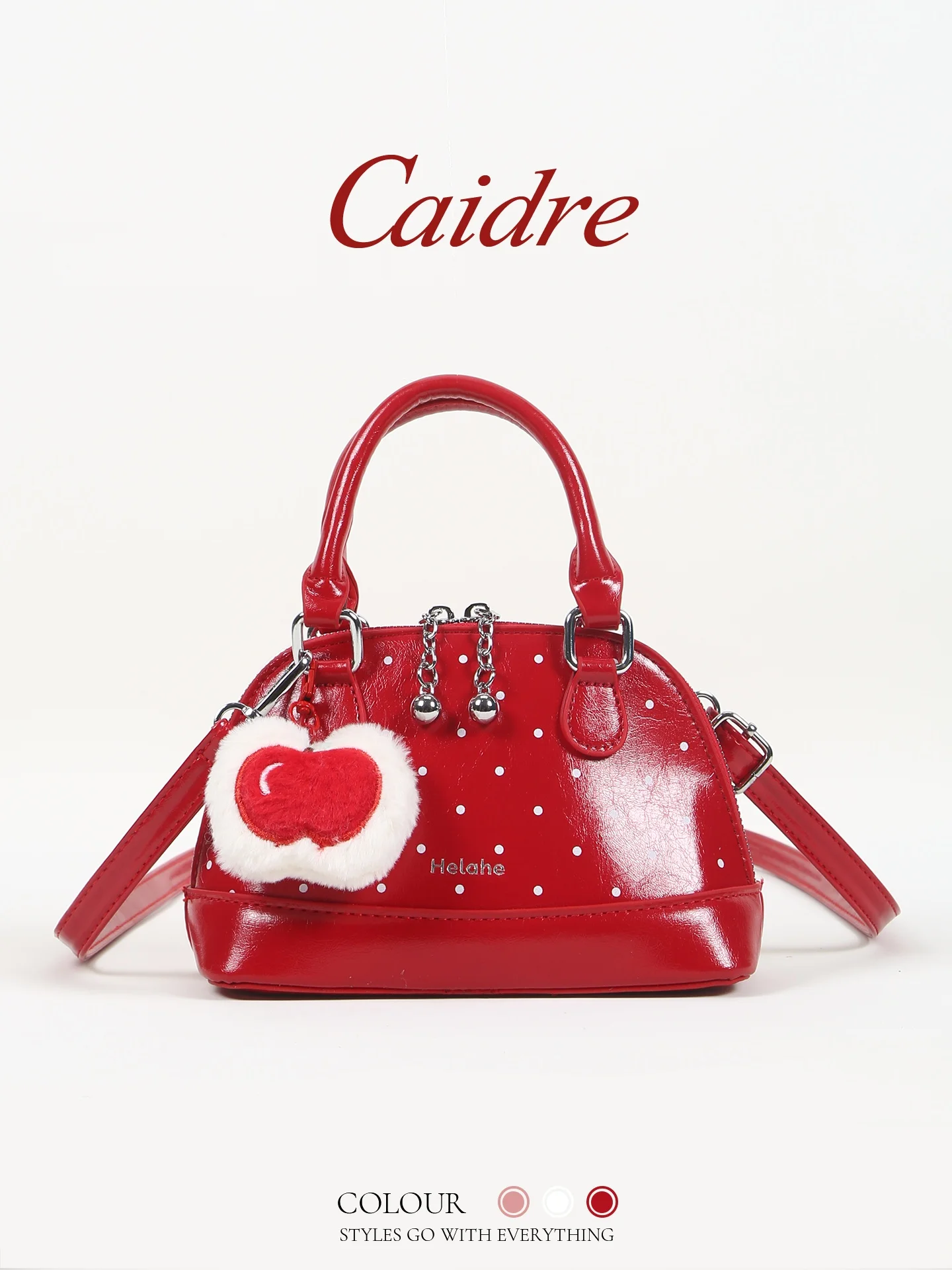 

Caidre Cute Red Bowling Bag Women's Birthday Gift Polka Dot Handbag Crossbody Small Bag Korean Style Shoulder Bag