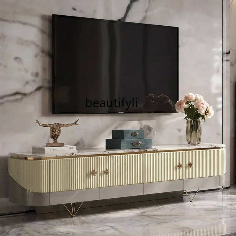 

VLight luxury TV cabinet, living room designer custom model room furniture, modern fashion Italian high-end marble floor cabinet