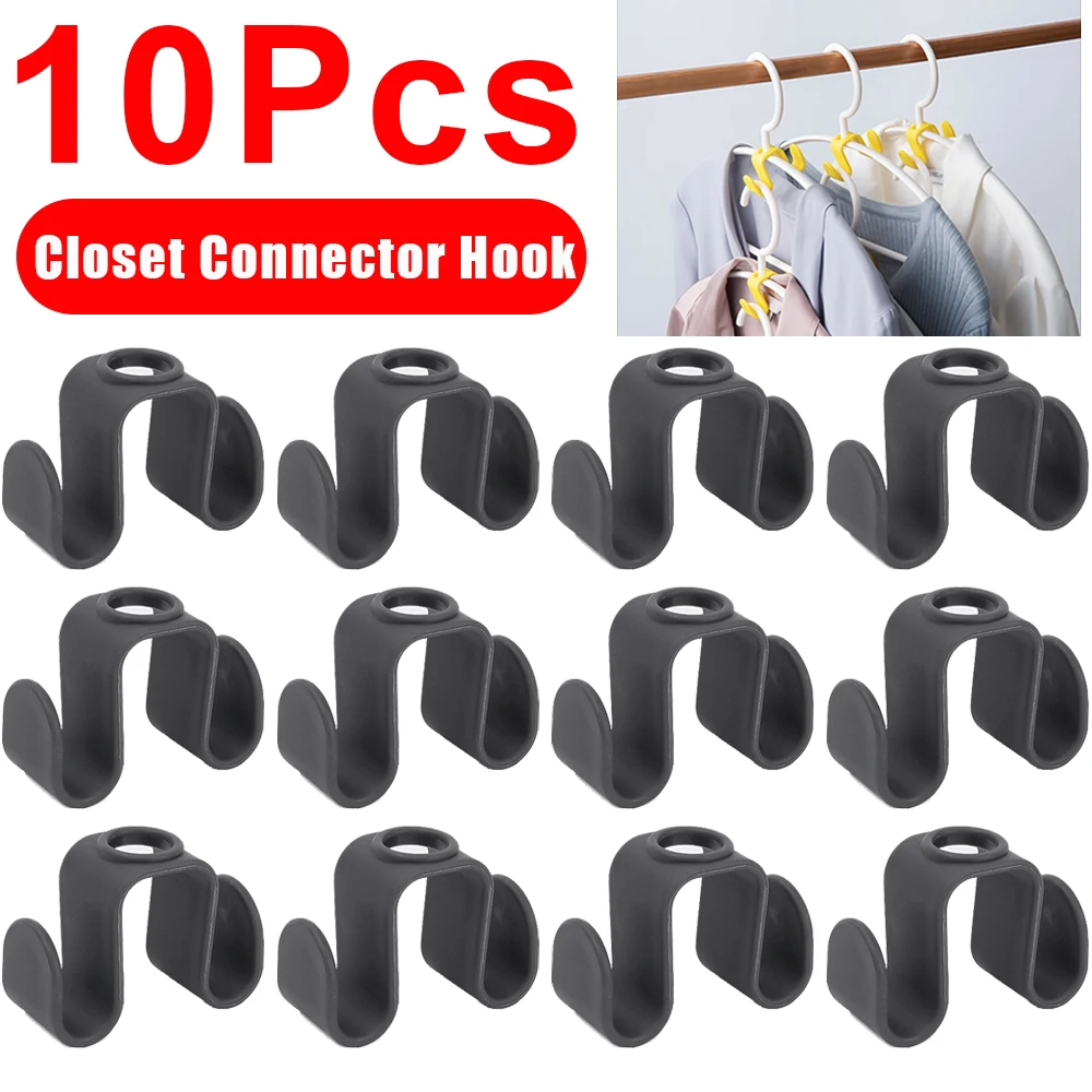 1/10Pcs Mini Clothes Hanger For Closet Connector Hook Cascading Wardrobe Coat Storage Rack Holder Home Space Saving Organizer