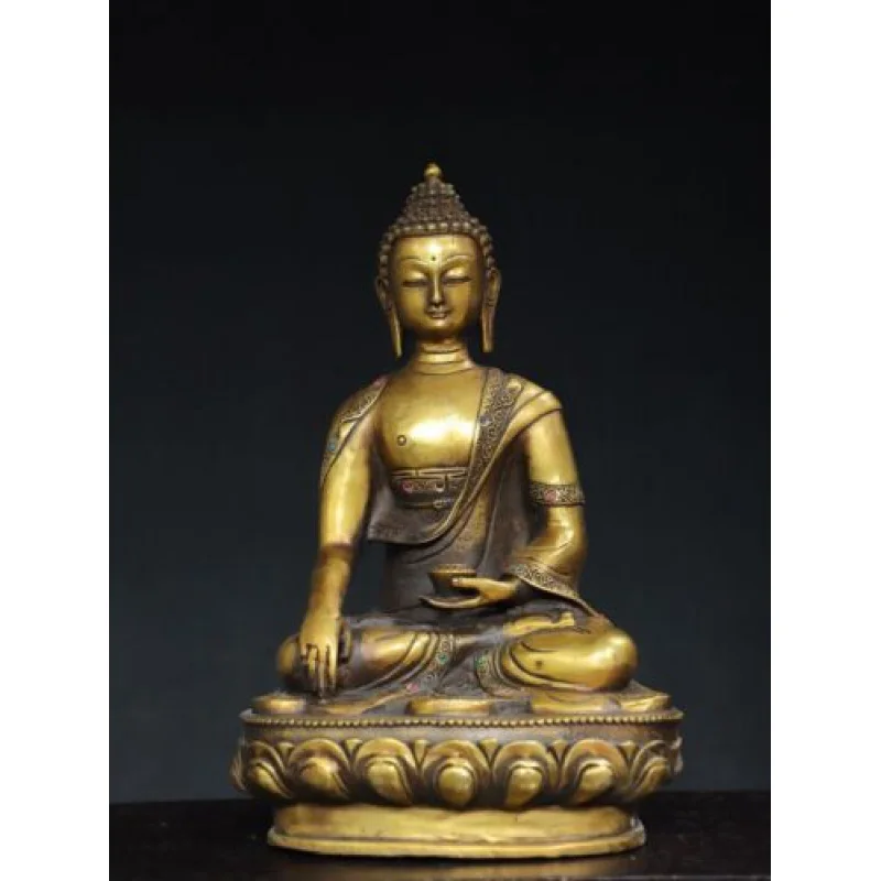 

Bronze gemstone inlaid Buddha statue of Amitabha Buddha