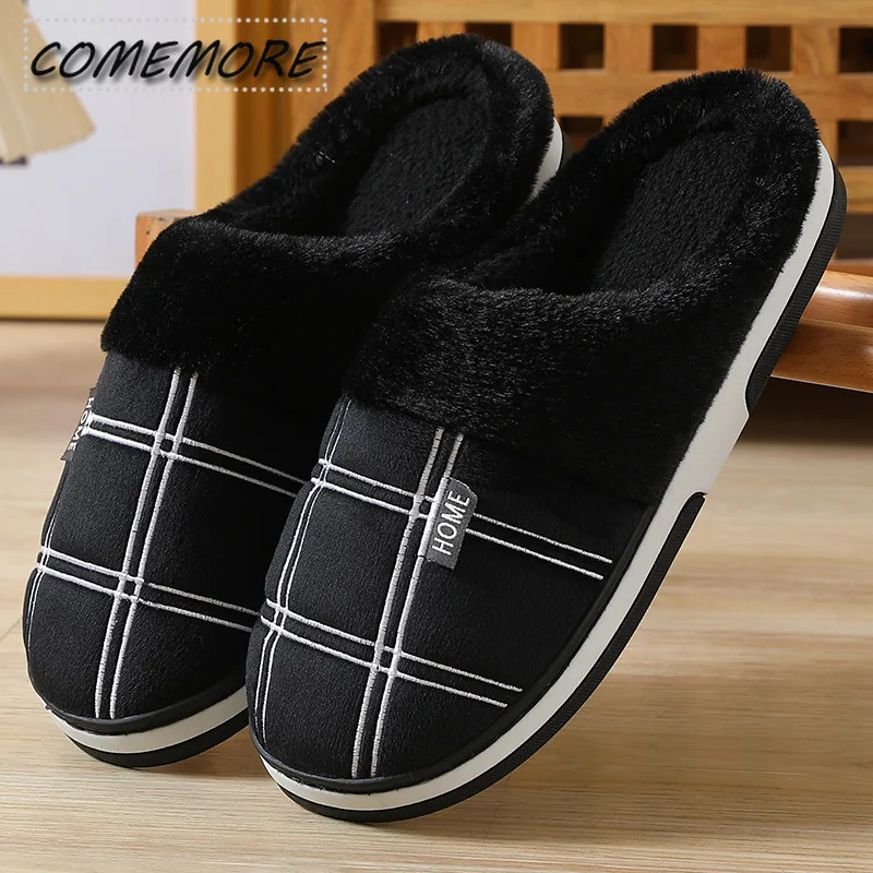 Big Size 48 49 50 51 Men Autumn Winter New Home Warm Plush Slippers Large Plus Indoor Bedroom Casual Shoes Furry Non Slip Slides