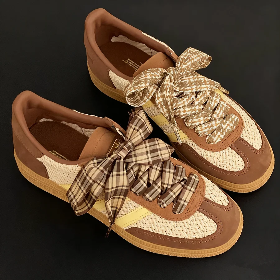 2.5 cm Width Autumn Winter Lattice Shoelaces Trendy Brown Shoelaces Beauty DE Traning Shoes Casual Sports Leather Shoes Laces