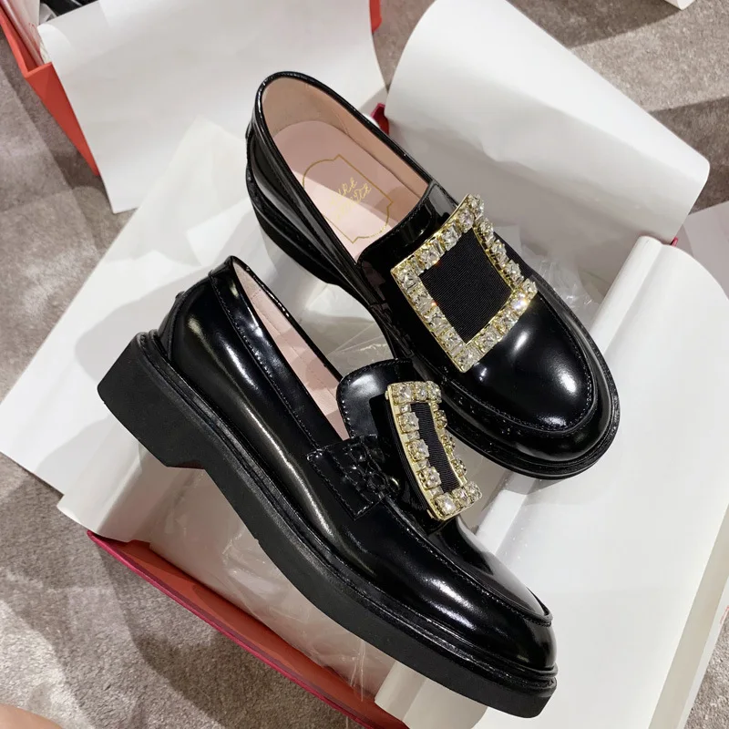 

Туфли женские на низком каблуке, небольшие кожаные лоферы в британском стиле, Повседневная модная обувь на плоской подошве, черные