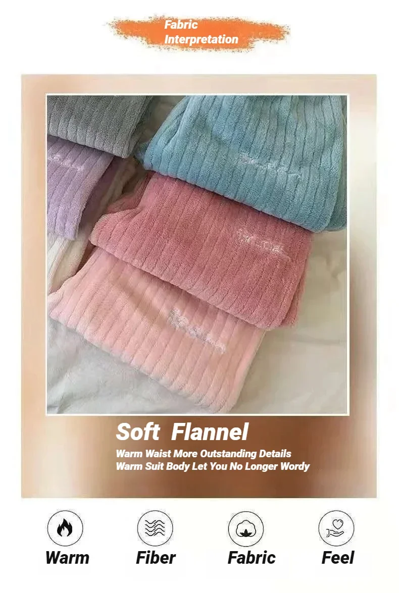 CHAUNGERM Damen Neues Winter-Korallenfleece-Pyjama-Set, Warmes Gepolstertes Freizeit-Loungewear-Schlafanzug-Set für Herbst und kaltes Wetter – Detail 2