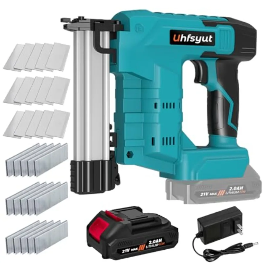 

Nail Gun Cordless with Battery 21V 2 in 1 Brad Nailer and Staple Gun Dual Fire Modes Includes 2000 Fasteners Battery Charger fo