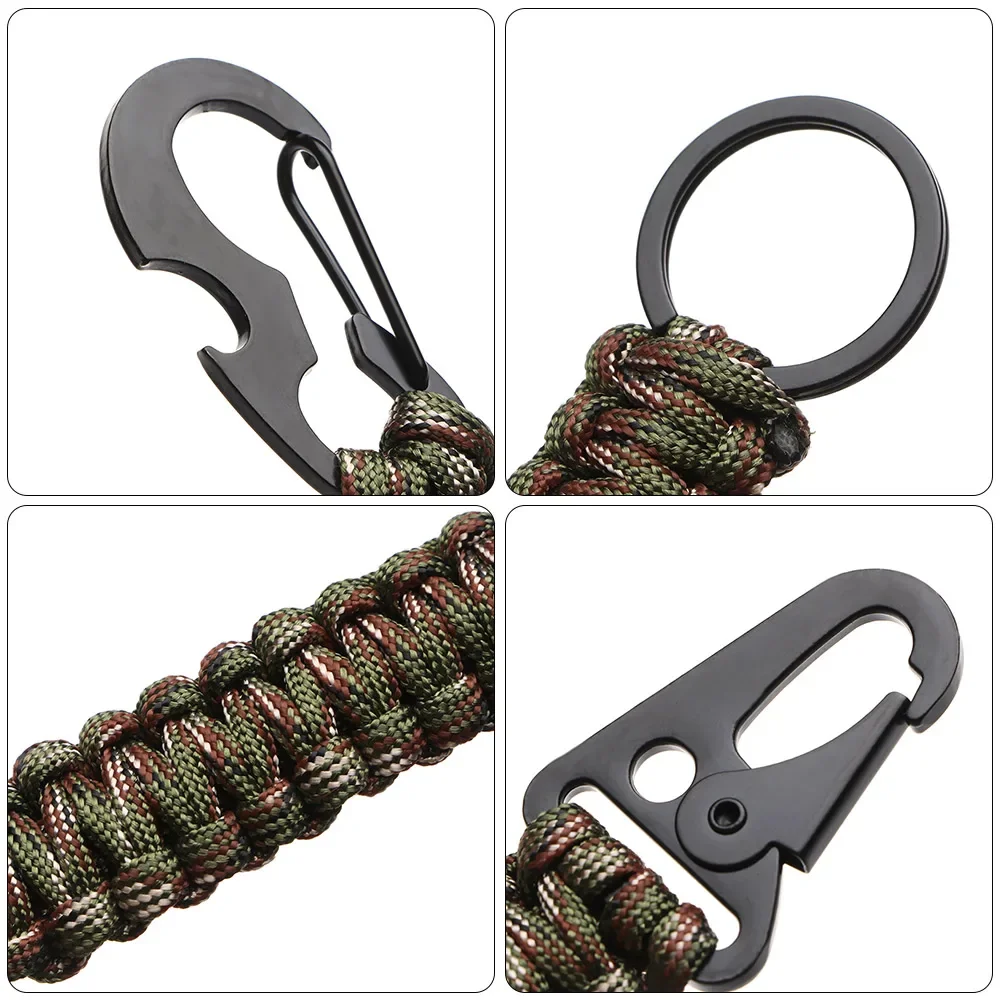 Camping Keychain Ring Outdoor Carabiner Military Paracord Cord Rope Hiking Survival Kit Emergency Knot Bottle Opener Tools view 3