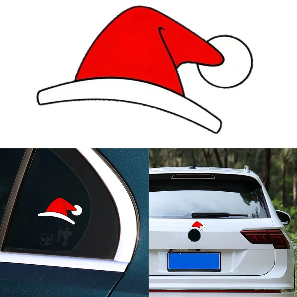 

GlueSanta Claus Hat Sticker, Waterproof Sunscreen Car Sticker For Car Motorcycle Christmas Decoration Stickers Festive Design