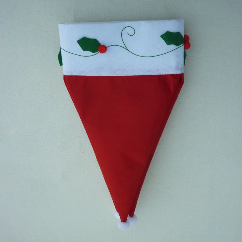 

Christmas Santa Hat Curtain Valance Red Holiday Door Window Decor Pom Poms Embroidery Applique Rod Living