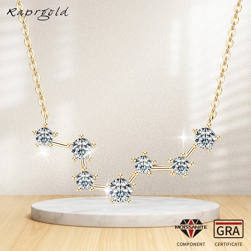 

RAPRGOLD D Color GRA Certified Moissanite Big Dipper Pendant Necklaces S925 Sterling Silver Women's Jewelry Chains for Wedding