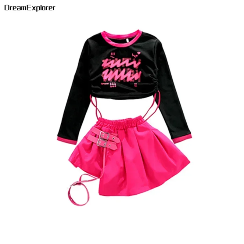 Girls Hip Hop Crop Top Street Dance Skirts Cargo Pants Child Streetwear Sweatshirt Kids Jazz Lovely Costumes Sweet Clothes Sets