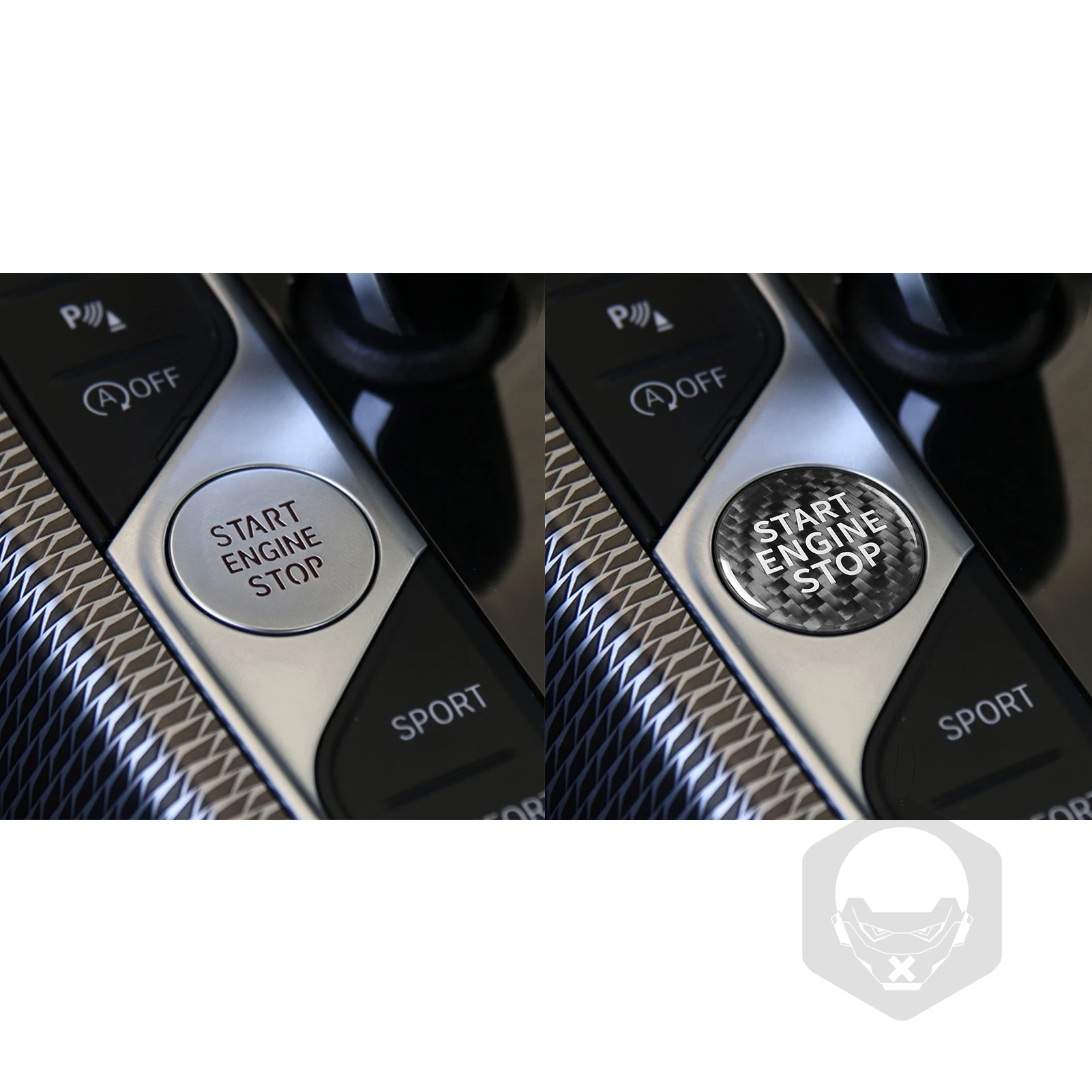 Real Carbon Fiber Sticker Engine Start Stop Push Button Cover For BMW 3 4 5 6 7 X Series 4-Door Interior Trim