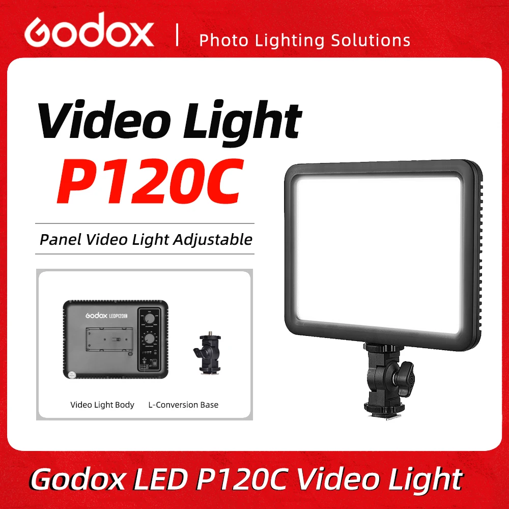 Godox P120C LED Video Light Panel 12W Bi-Color 3300K-5600K Portable Studio Continuous Light for Camera DV Camcorder