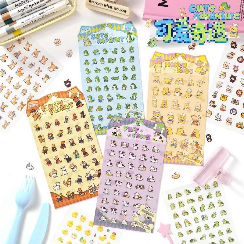 2pcs/set Cartoon Cute Pet Small Animal Dog Crocodile Stickers Adhesive Decals And Diary Sticker Labels For Scrapbooking Gifts