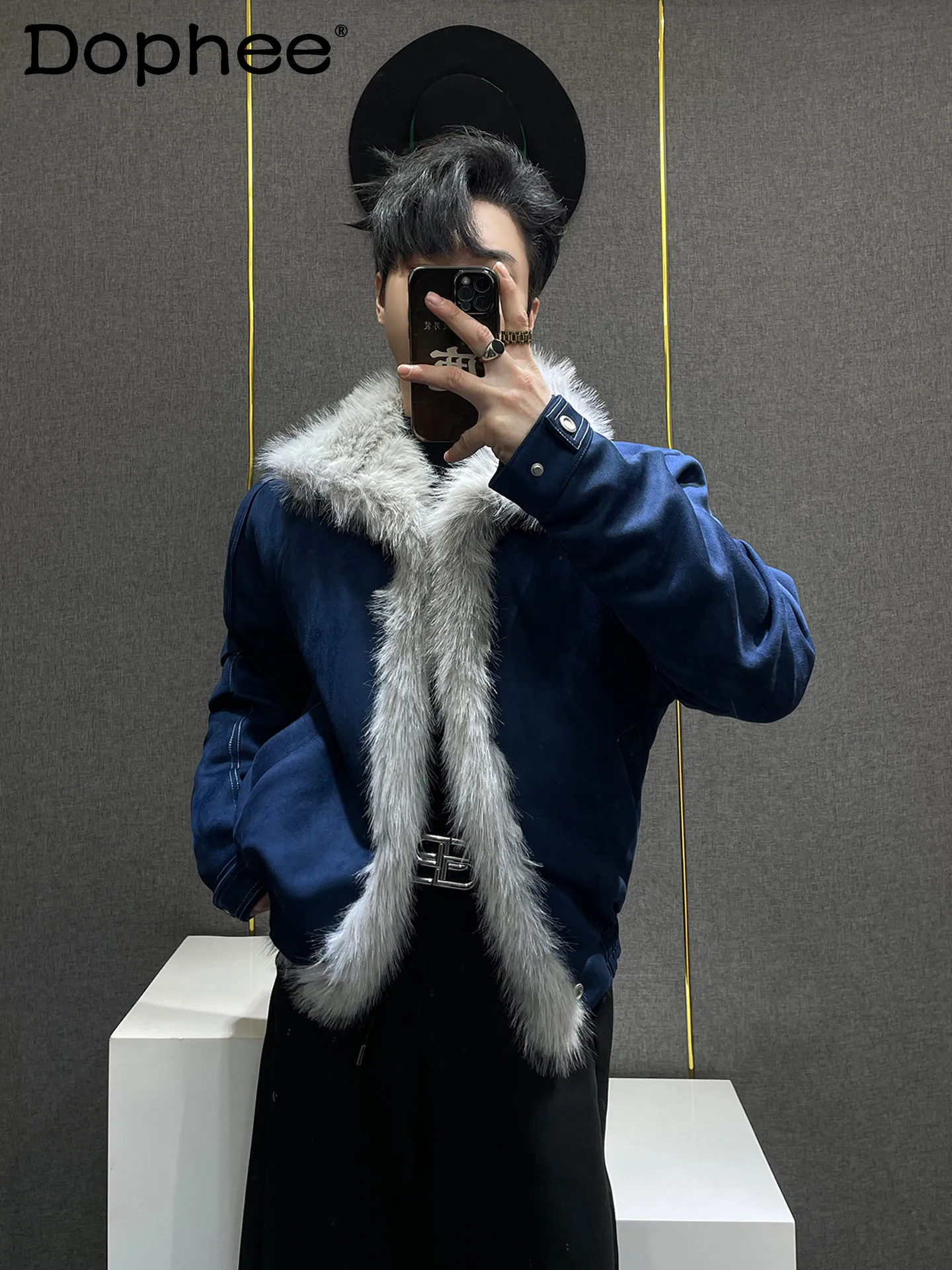 

Winter New Fashion Trend Thickened Warm Cotton Jacket Loose High-end Style Casual Fur Collar Coat for Men