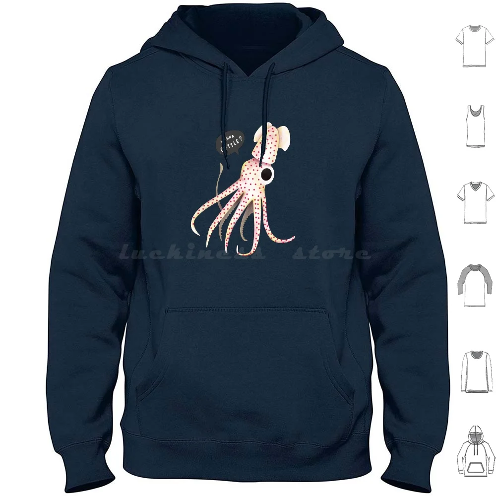 Lonely Jewel Squid With Funny Pun Hoodie cotton Long Sleeve Jewel Squid Octopus Cuttlefish Devilfish Tentacle Animal