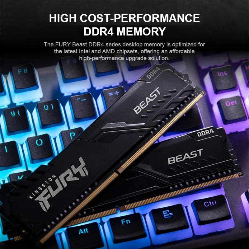킹스턴 비스트 퓨리 DDR4 RAM XMP 3600 3200 2666 2400 2133MHz 8GB 16GB 32 게이밍 데스크탑 메모리 PC4-25600 PC4-19200 288핀 DIMM 썸네일 5
