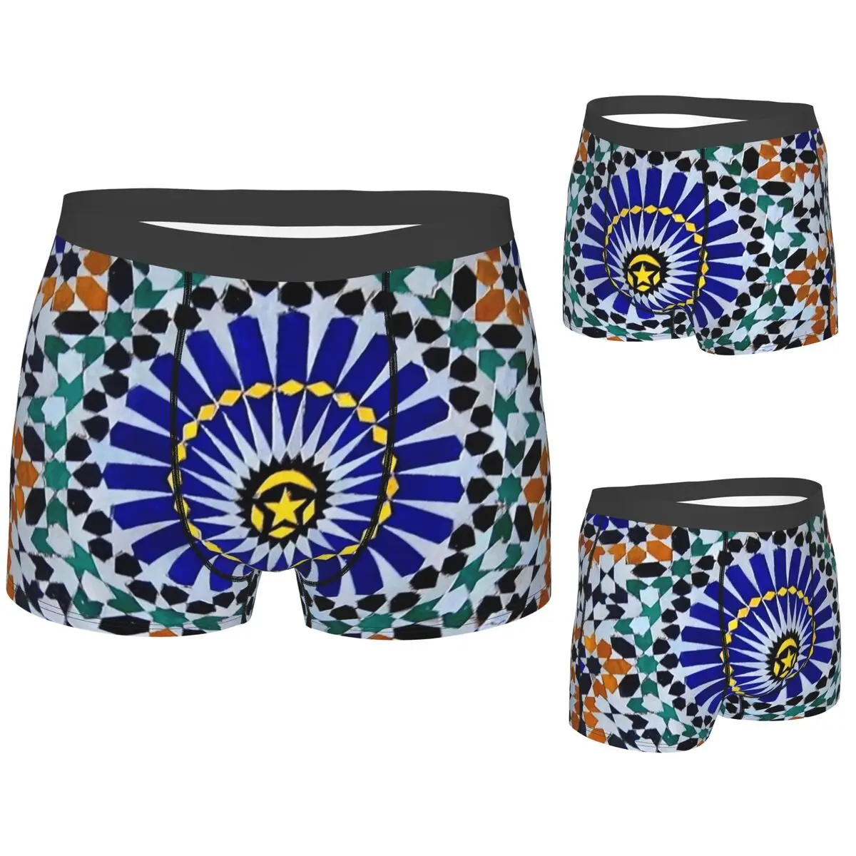 

Boxer Underpants Shorts Arabic Tiles Moroccan Mosaic Panties Men Soft Underwear for Homme Man Boyfriend Gift