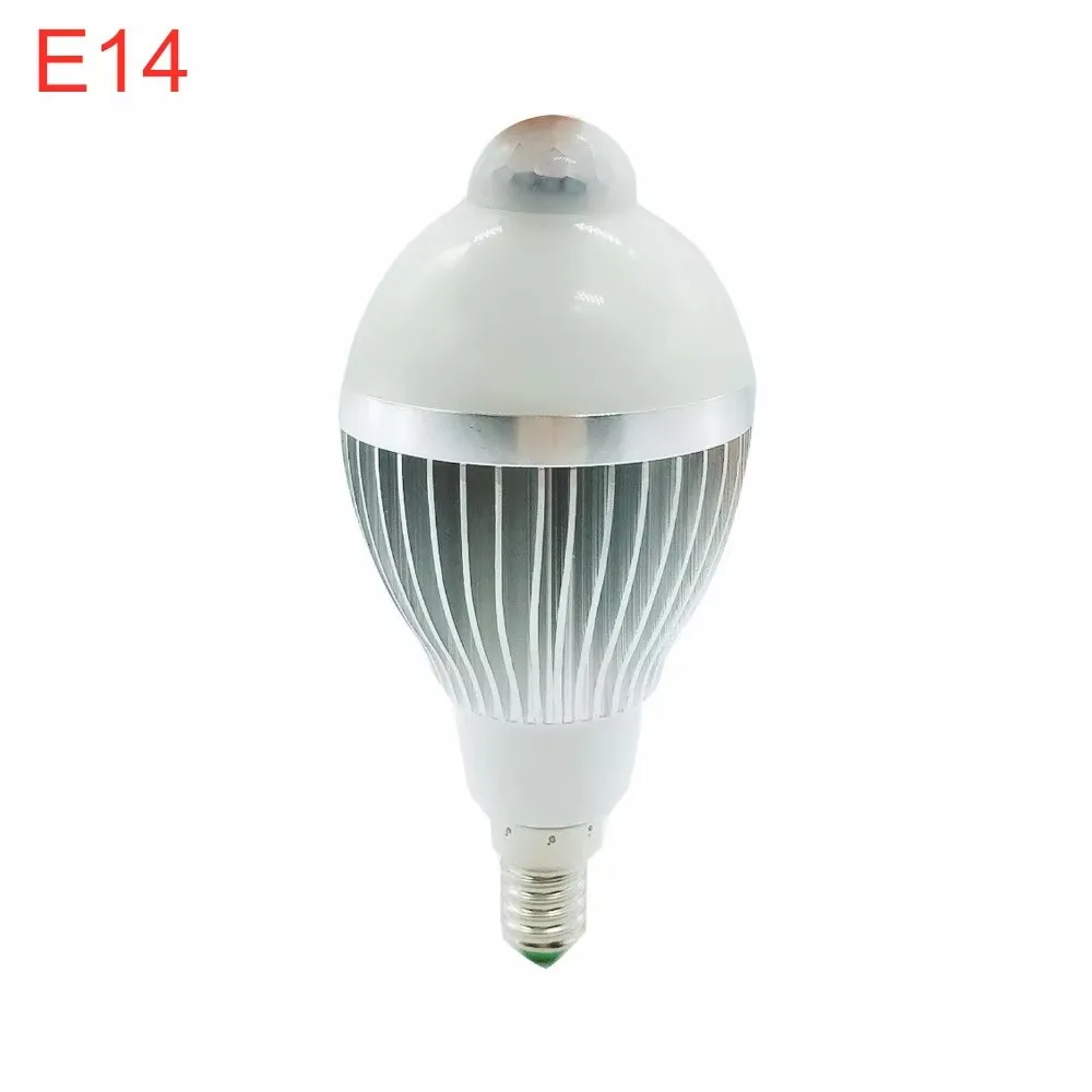 5W 7W 9W PIR LED Bulb AC110V-240 E14 Motion Sensor LED Outdoor light Warm White/Cold Whtie PIR LED Bulb lamps lights