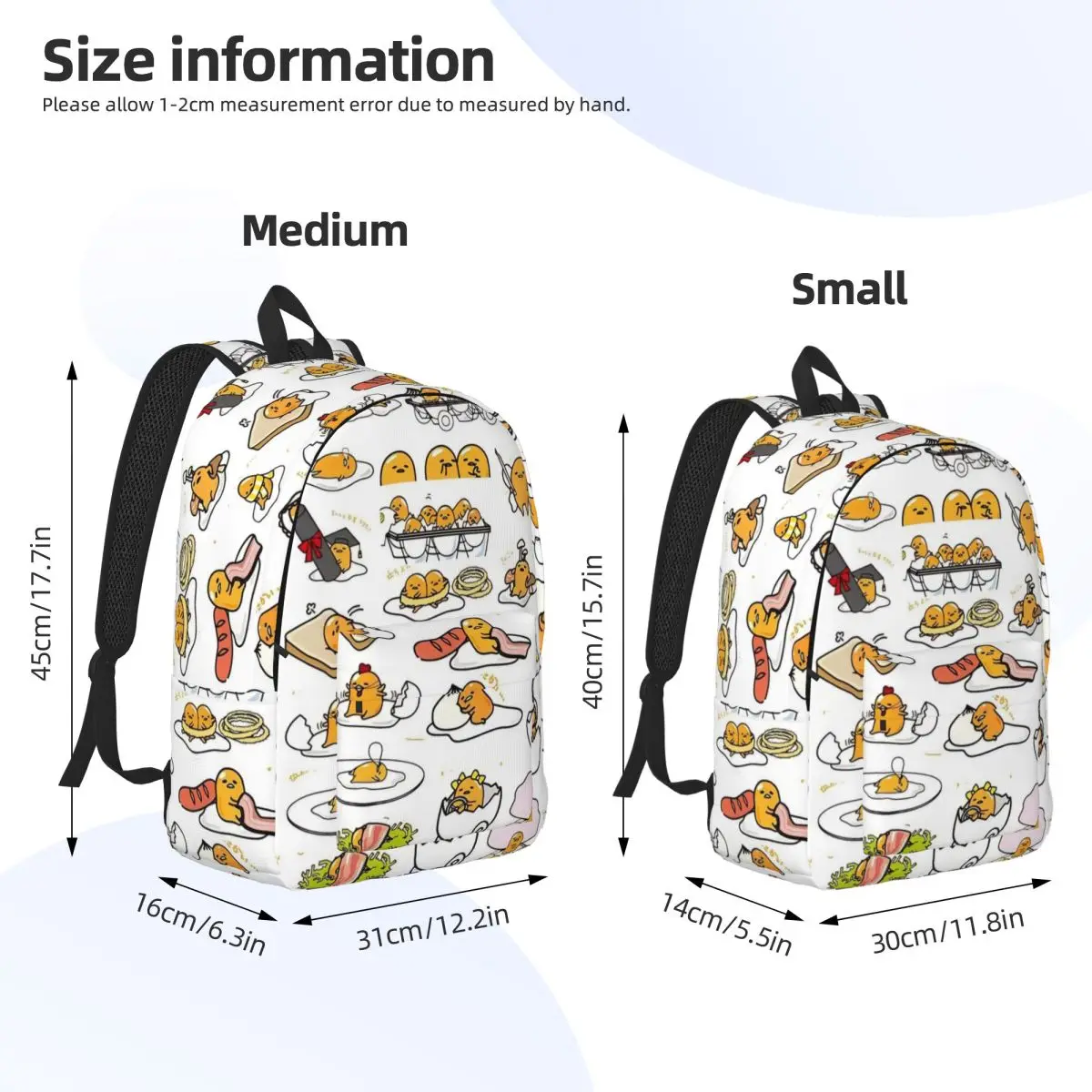 Gudetama Bonito Ovo Dos Desenhos Animados para Homens Mulheres Estudante Escola Bookbag Daypack Elementar High College Leve