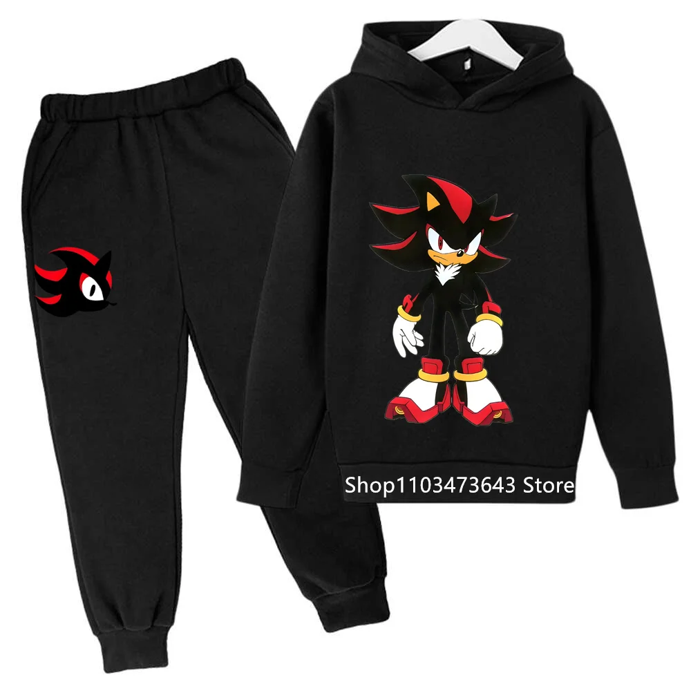 Sonics sweat à capuche pour enfants pantalon costume mode Anime sweats à capuche garçon lettre sweats décontracté impression dessin animé survêtement pulls