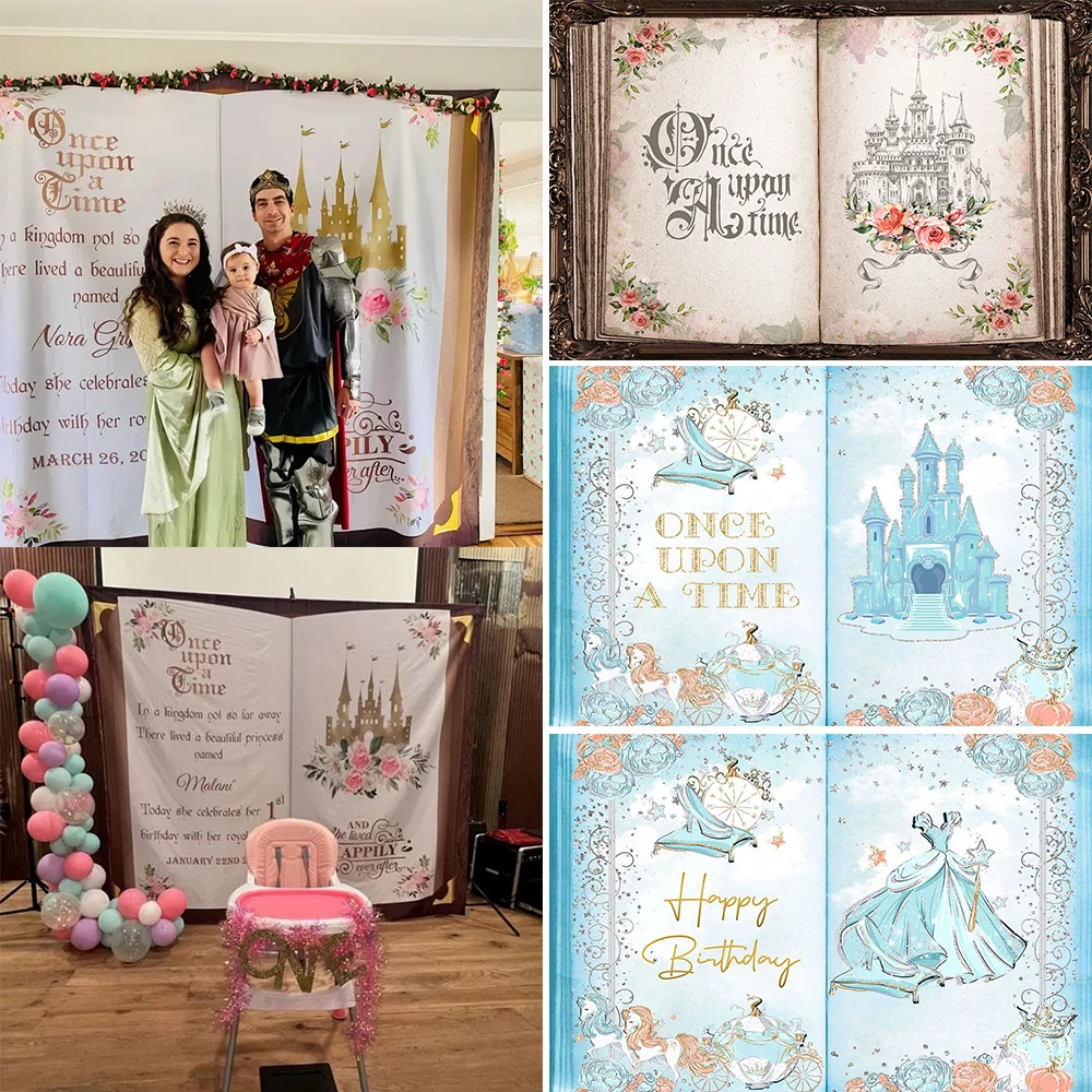 Magic Book Photography Backdrop Once Upon A Time Rose Castle Background Adults Portrait Photo Studio Props Party Decorations