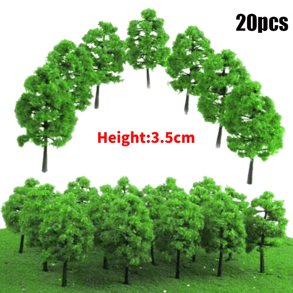 20 sztuk modele drzew pociąg kolei Diorama Wargame Park sceneria wysokość 3.5cm miniaturowy model Sandtable sceneria DIY do wystroju domu