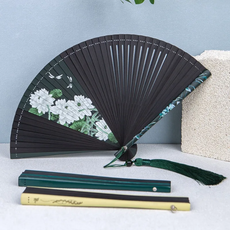 

Fan Chinese style full bamboo folding ancient style bamboo ancient Hanfu cheongsam catwalk craft fan dance folding