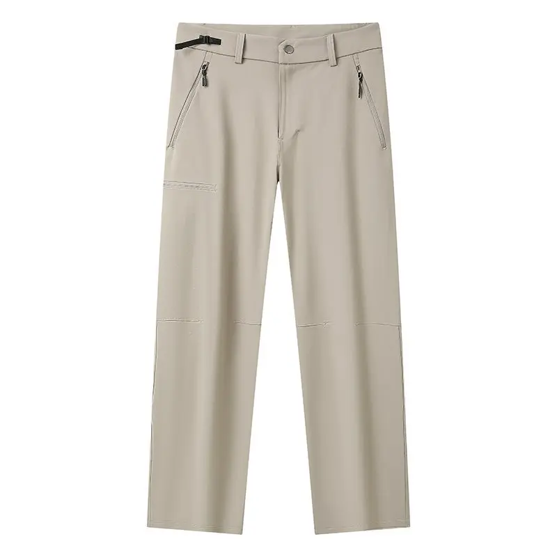 

Casual Cargo Pants Men's Soft ell Tactical Pants High Waist Straight Leg Youth Khaki Color Spring Summer Autumn Winter