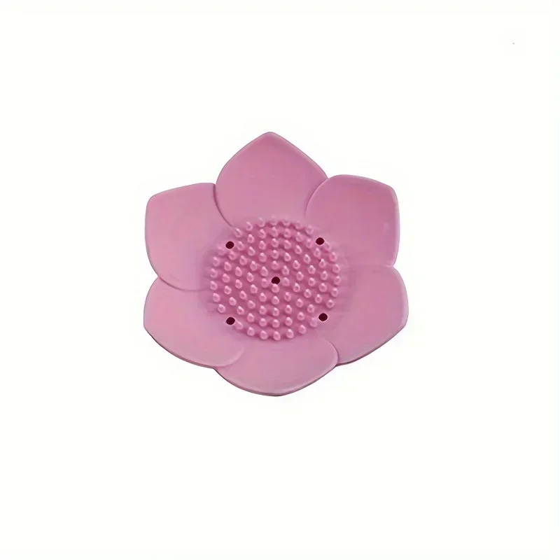 1pcs Bathroom Soap Box Lotus Design Soap Holder Silicone Soap Box Drain Box Bathroom Accessories