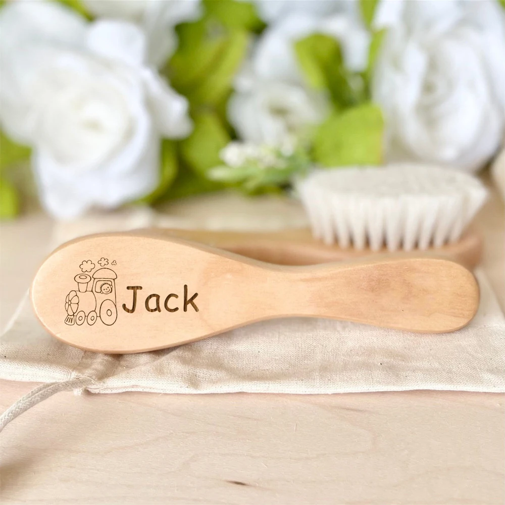 Personalized Baby Hairbrushes Custom Name Wooden Newborn Hair Brush Ideal Gift Infant Birth/Baptism/Birthday Baby Shower Gifts