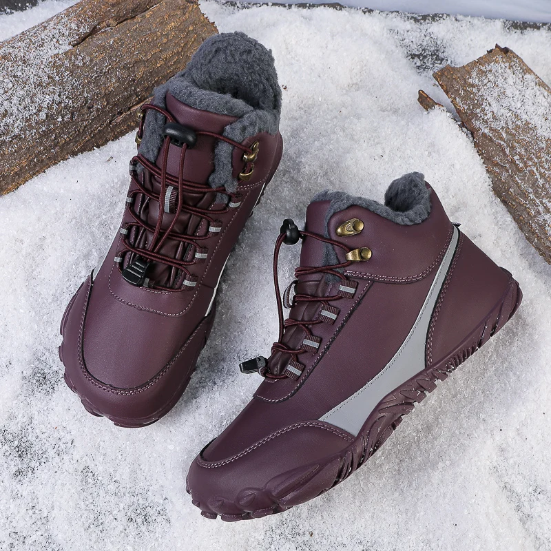 Bottes de neige imperméables en peluche pour femmes, chaussures de rinçage chaudes, chaussures de randonnée en plein air, non ald, grande taille,