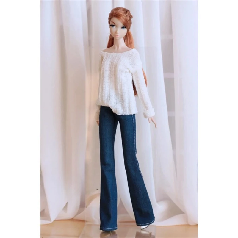 Maßgeschneiderte modische, sexy High-Waist-Schlagjeans im Maßstab 1:6, ca. 30 cm, für FR2 OB27 Ob22 Ob24 Actionfiguren-Modelle – Detail 4