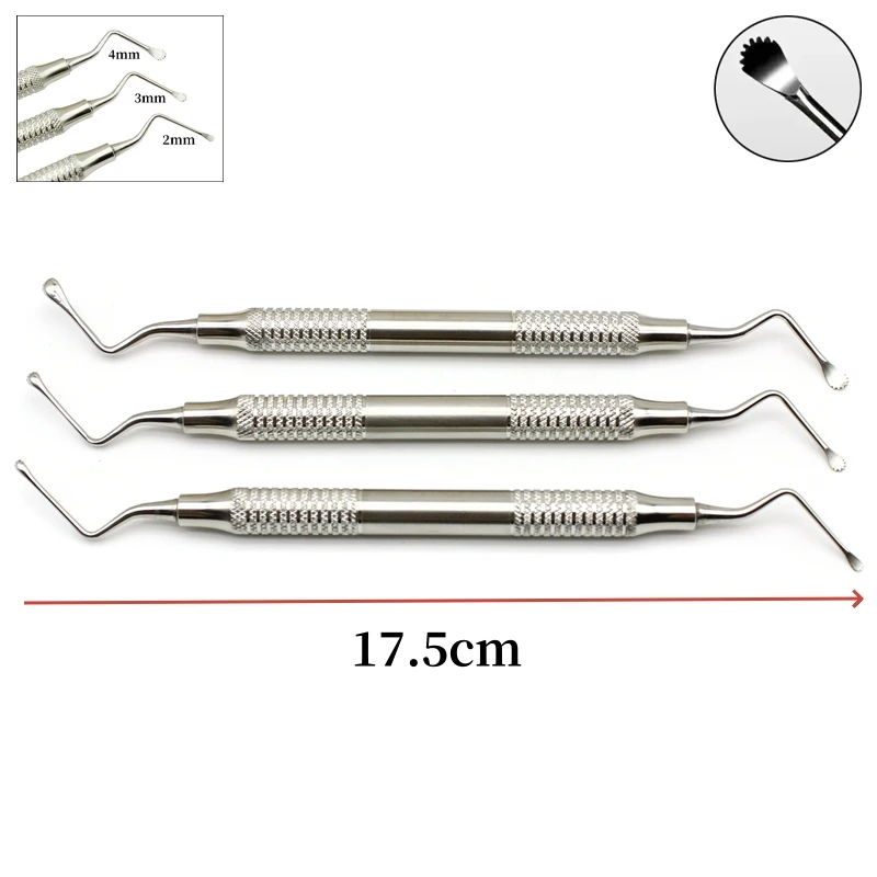 

3pcs/set Dental Curette Scaler Jagged Curettes Dental Scaler Bone Curette Implant Stainless Steel dental Tools