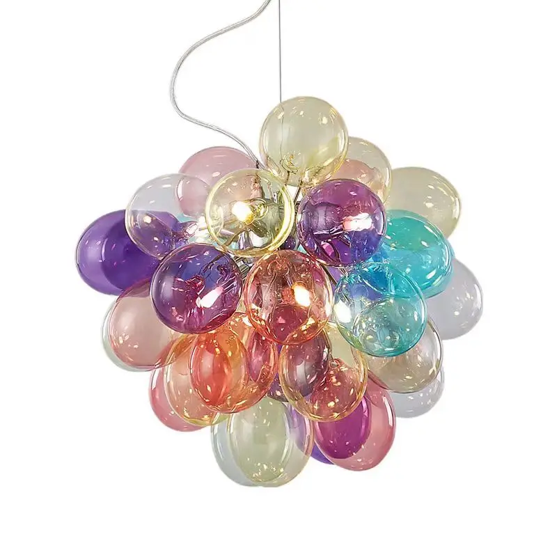 

Nordic glass bubble children's room simple chandelier modern color bedroom restaurant clothing store balloon light