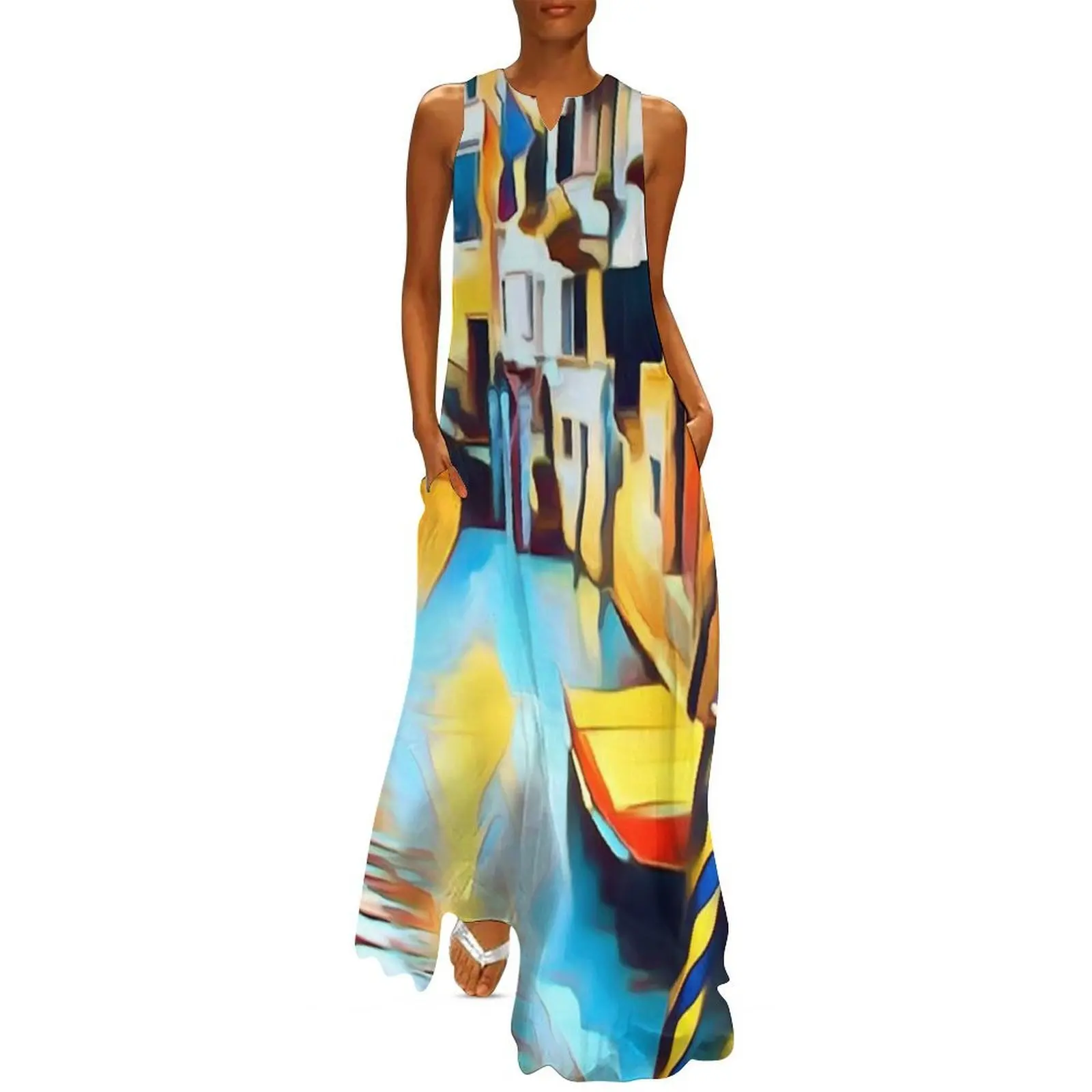 

Colorful Venice Canal Long Dress Dress vintage summer woman dress 2025 Women's summer dresses