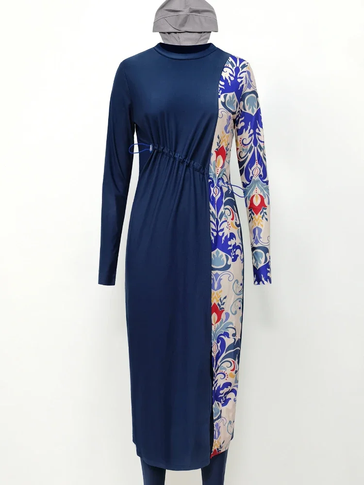Summer Muslim Women 3 Piece Swimwear Set Hijab Swimsuit Maxi Dress Full Cover Up Islam Summer Abaya Dubai Modest Swimwear 2025